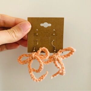 3 for $15 Handmade Crochet Peach Bow Earrings